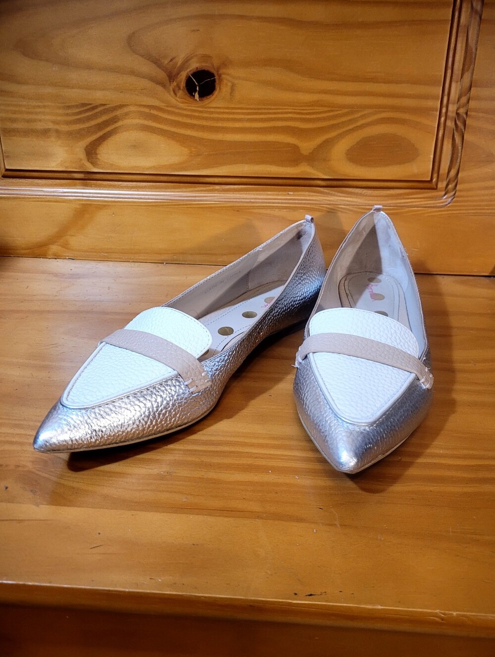 Boden Neutral Colorblocked Leather Flats